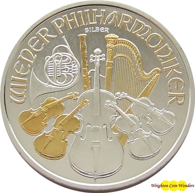 2008 1oz Silver PHILHARMONIC - Gold Highlighted